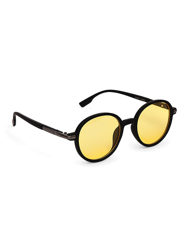 Unisex Yellow Round Sunglasses with UV Protection
