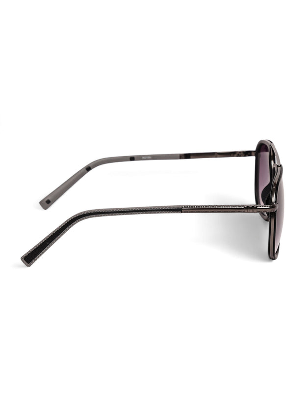 Stylish Full-Rim Grey Aviator Sunglasses