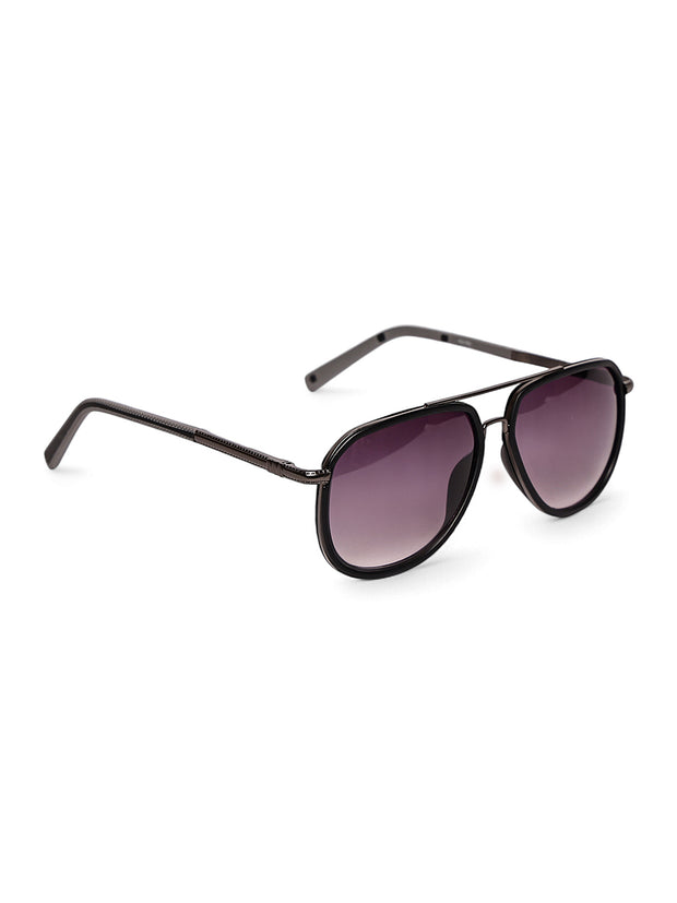 Stylish Full-Rim Grey Aviator Sunglasses