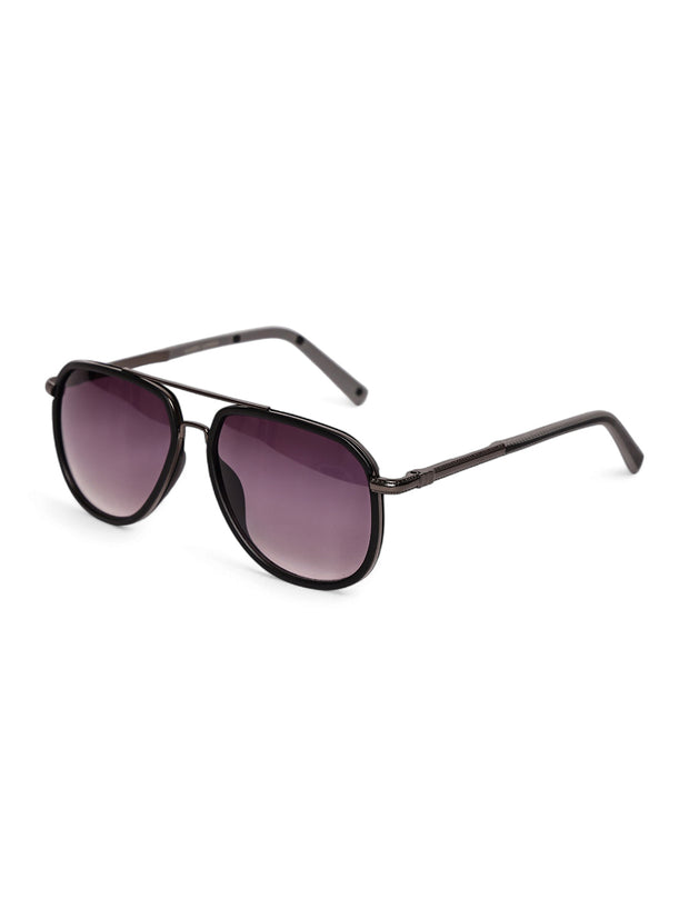 Stylish Full-Rim Grey Aviator Sunglasses