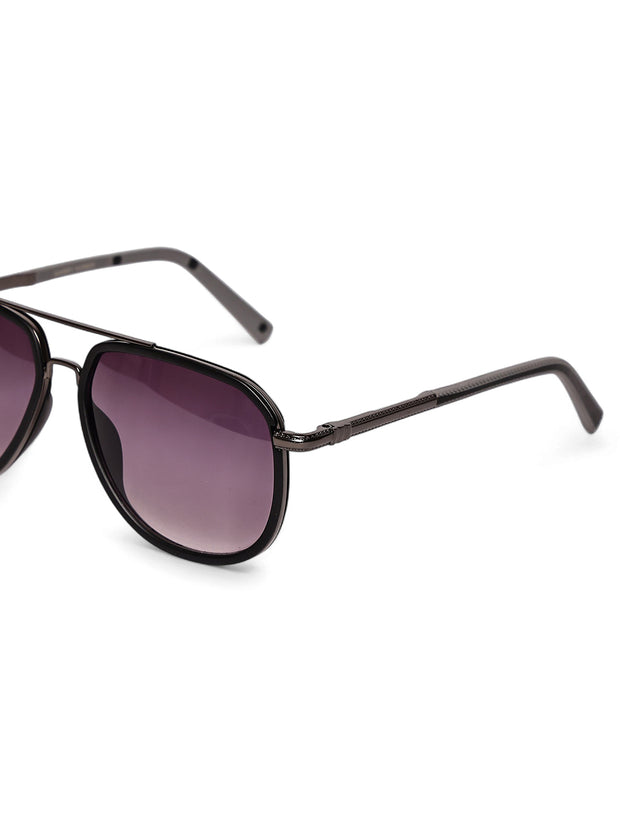 Stylish Full-Rim Grey Aviator Sunglasses
