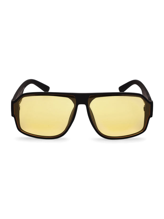 Unisex Yellow Square Sunglasses with UV Protection
