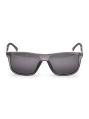 Unisex Grey Rectangular Sunglasses with UV Protection