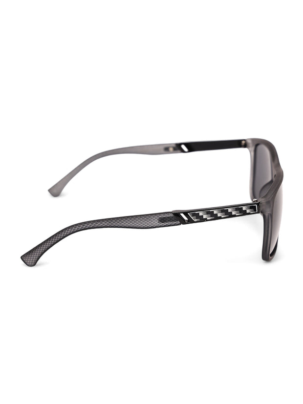 Unisex Grey Rectangular Sunglasses with UV Protection