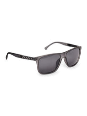 Unisex Grey Rectangular Sunglasses with UV Protection