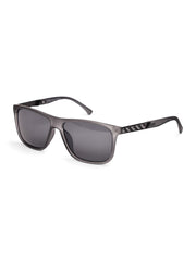 Unisex Grey Rectangular Sunglasses with UV Protection