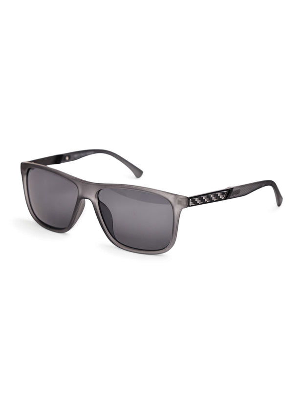 Unisex Grey Rectangular Sunglasses with UV Protection