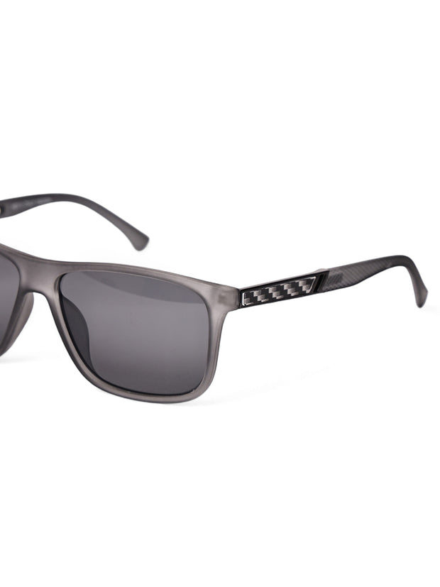 Unisex Grey Rectangular Sunglasses with UV Protection