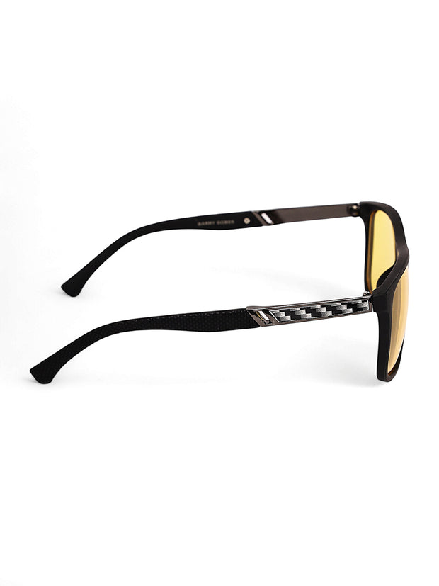 Unisex Yellow Rectangular Sunglasses with UV Protection