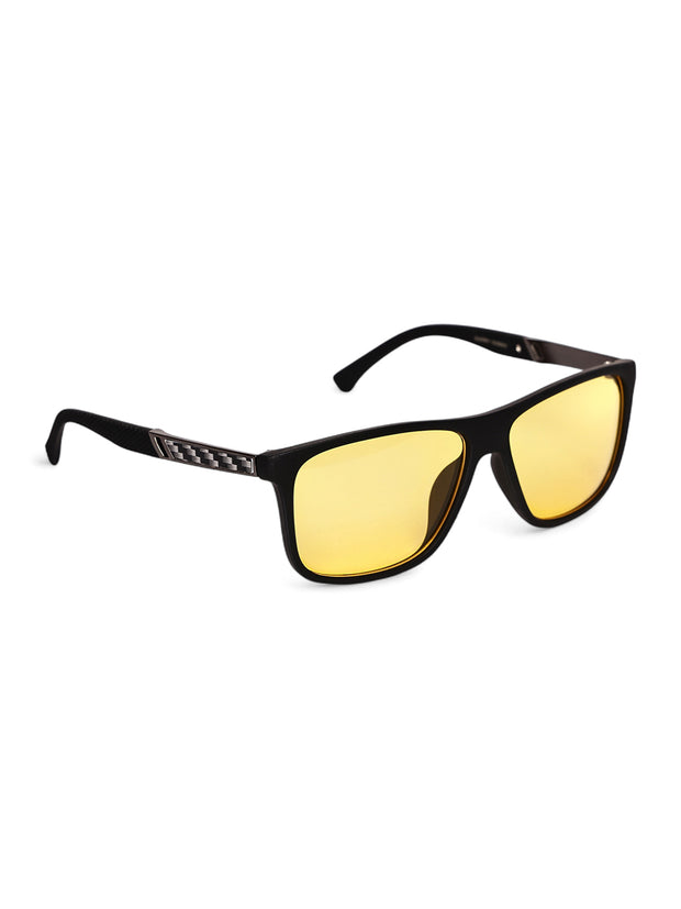 Unisex Yellow Rectangular Sunglasses with UV Protection