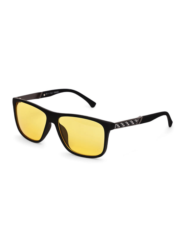 Unisex Yellow Rectangular Sunglasses with UV Protection