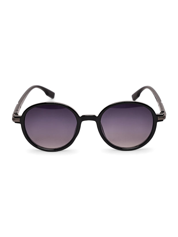 Unisex Black Round Sunglasses with UV Protection