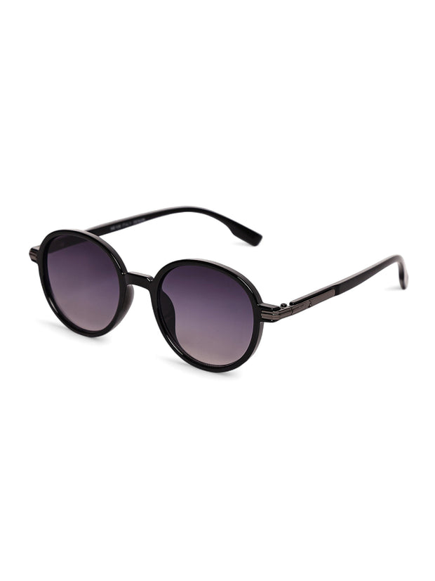 Unisex Black Round Sunglasses with UV Protection