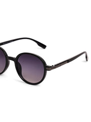 Unisex Black Round Sunglasses with UV Protection