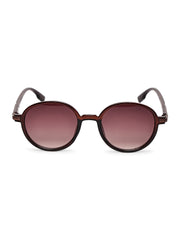 Unisex Brown Round Sunglasses with UV Protection