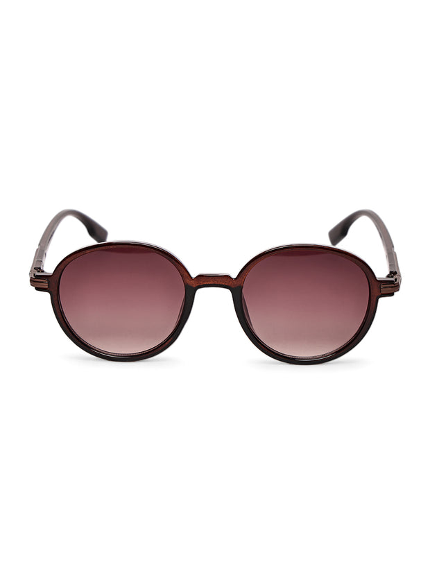 Unisex Brown Round Sunglasses with UV Protection