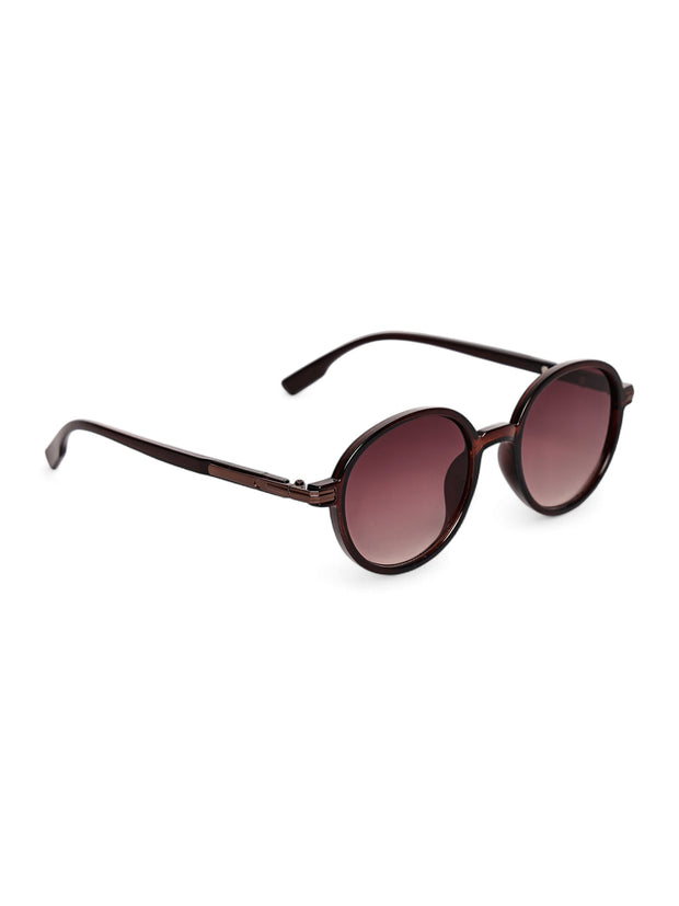 Unisex Brown Round Sunglasses with UV Protection