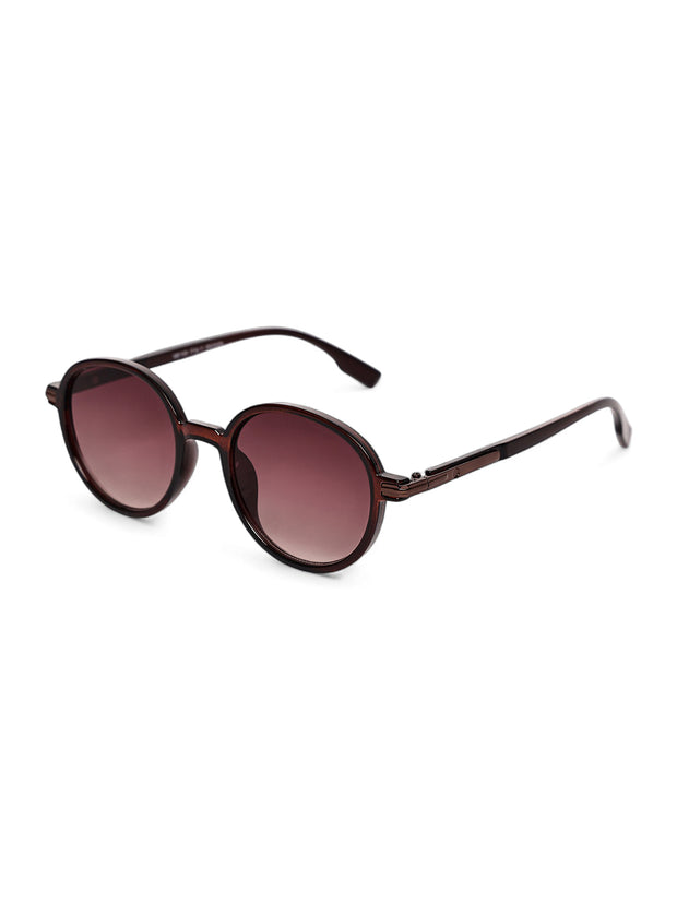 Unisex Brown Round Sunglasses with UV Protection