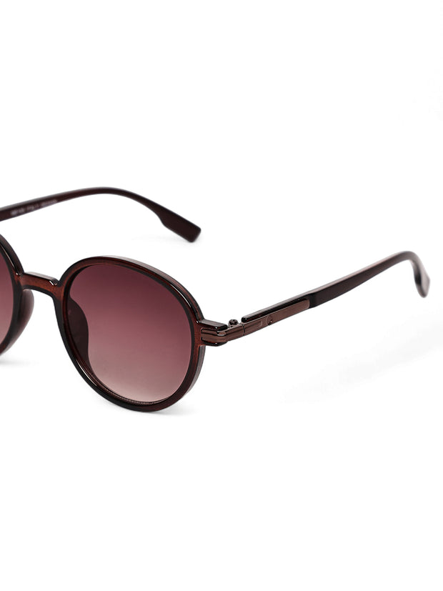Unisex Brown Round Sunglasses with UV Protection