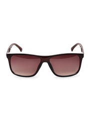 Unisex Brown Rectangular Sunglasses with UV Protection