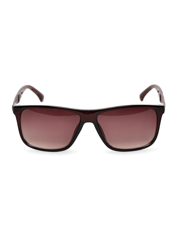 Unisex Brown Rectangular Sunglasses with UV Protection