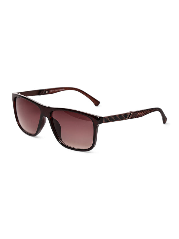 Unisex Brown Rectangular Sunglasses with UV Protection