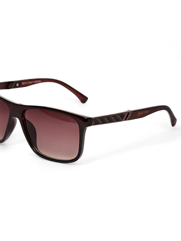 Unisex Brown Rectangular Sunglasses with UV Protection
