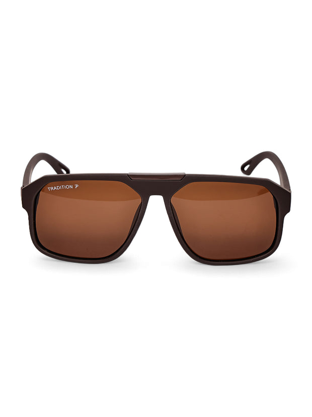 Brown Aviator Square Polarized Sunglasses for Men & Women