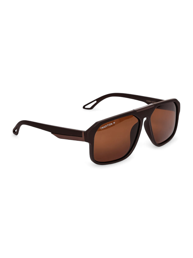 Brown Aviator Square Polarized Sunglasses for Men & Women