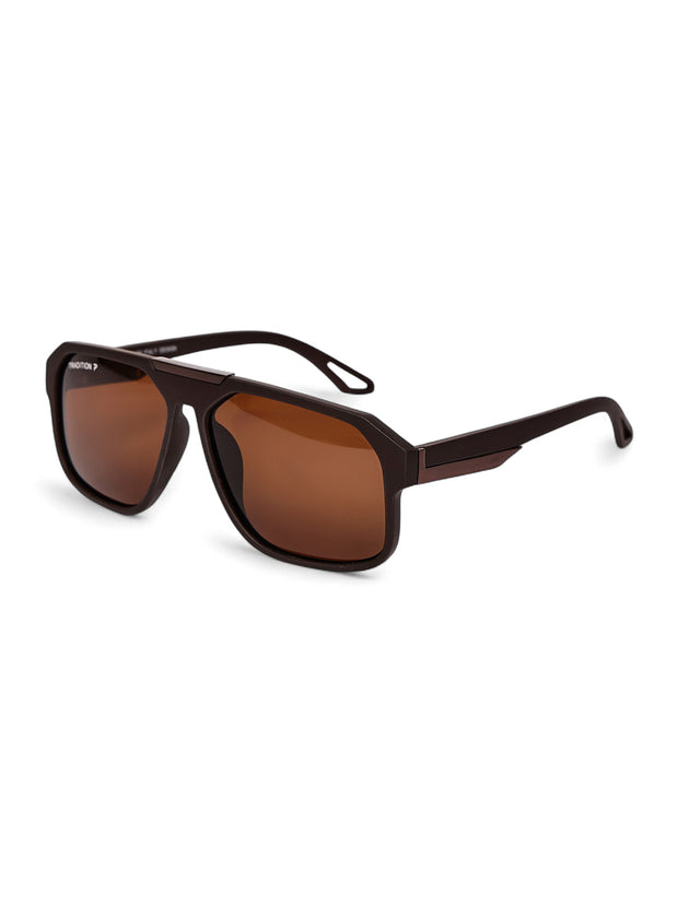 Brown Aviator Square Polarized Sunglasses for Men & Women