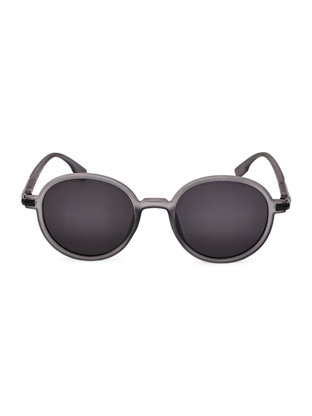 Unisex Grey Round Sunglasses with UV Protection