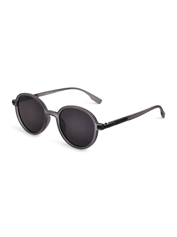 Unisex Grey Round Sunglasses with UV Protection