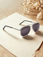 Stylish Full-Rim Silver Aviator Sunglasses