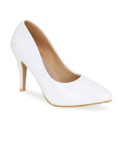 Women White Solid Closed Back Casual Pumps - getglamr