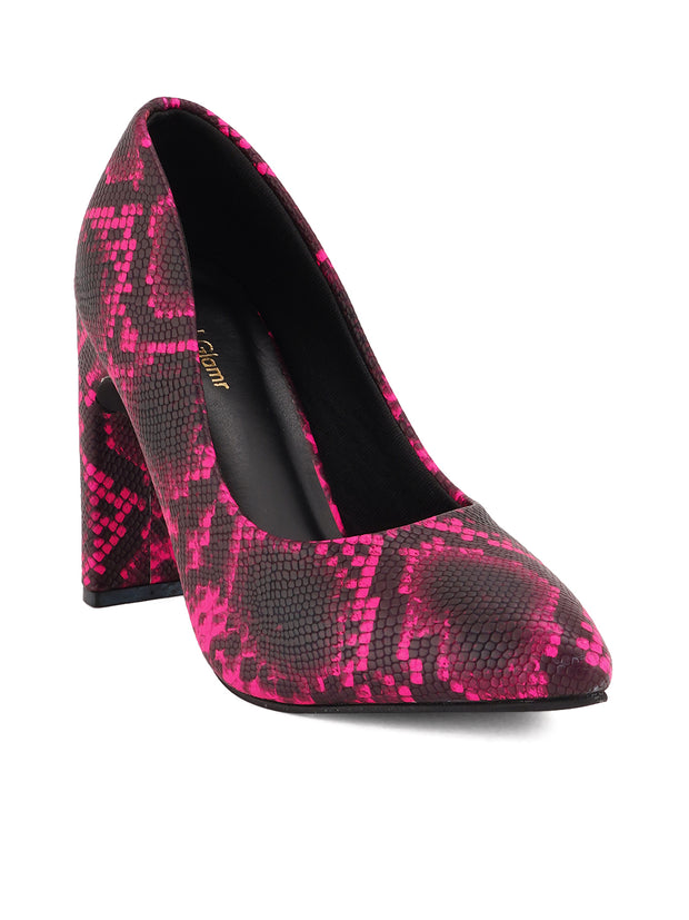 Get Glamr Pink Animal Print  High Heels Pumps