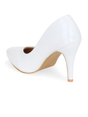 Women White Solid Closed Back Casual Pumps - getglamr