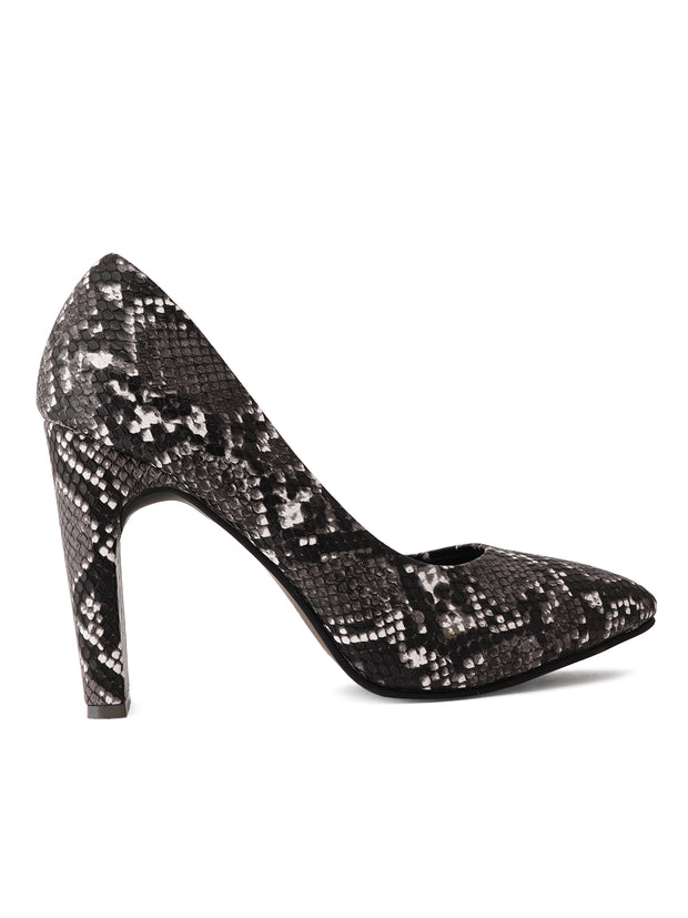 Get Glamr Black Animal Print  High Heels Pumps