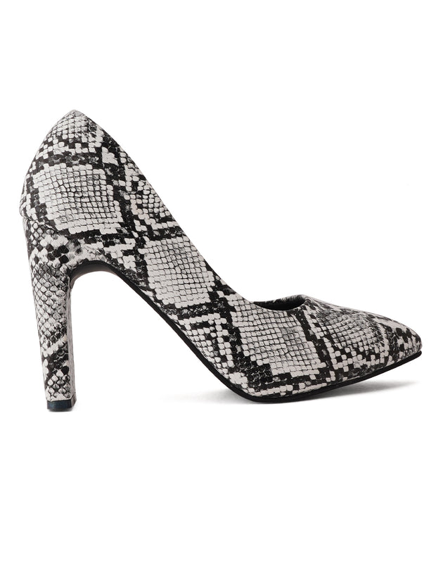 Get Glamr White Animal Print  High Heels Pumps