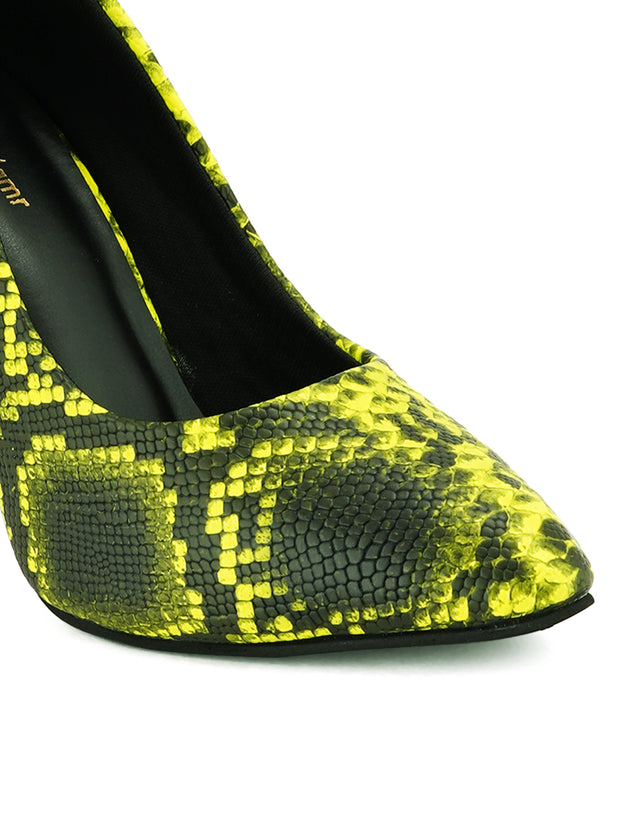 Get Glamr Green Animal Print  High Heels Pumps