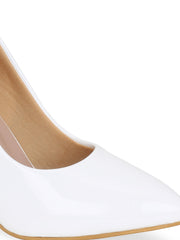 Women White Solid Closed Back Casual Pumps