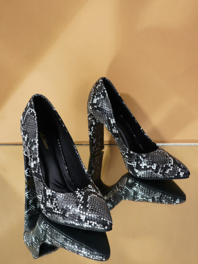 Get Glamr Black Animal Print  High Heels Pumps