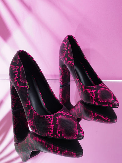 Get Glamr Pink Animal Print  High Heels Pumps