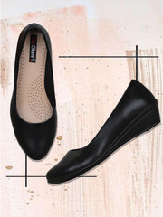 GET GLAMR Hand Made Designer Black Wedges Pumps