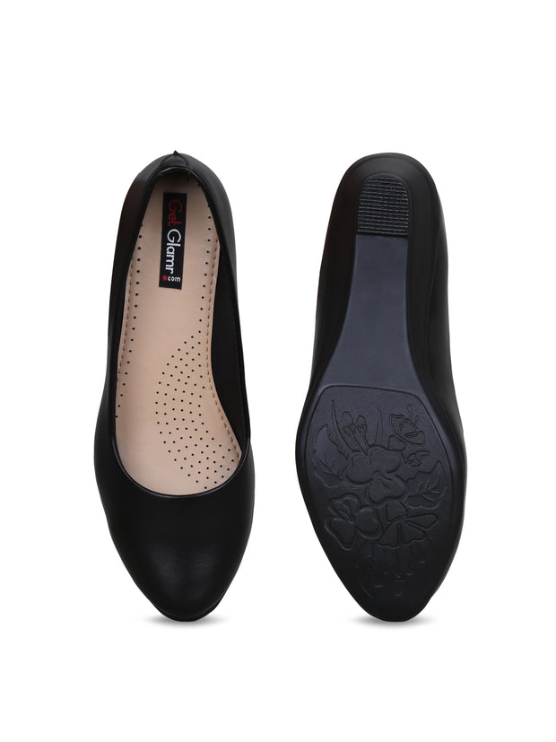 GET GLAMR Hand Made Designer Black Wedges Pumps