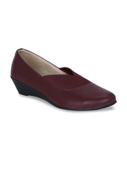 GET GLAMR Hand Made Designer Maroon Wedges Pumps