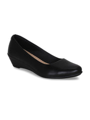 GET GLAMR Hand Made Designer Black Wedges Pumps