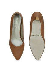 Women Tan Classic Solid Pumps