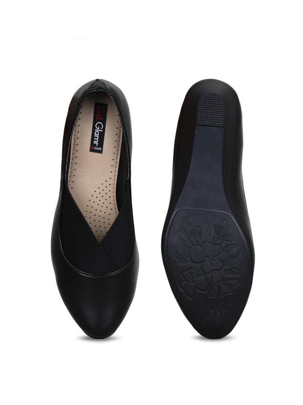 GET GLAMR Hand Made Designer Black Wedges Pumps